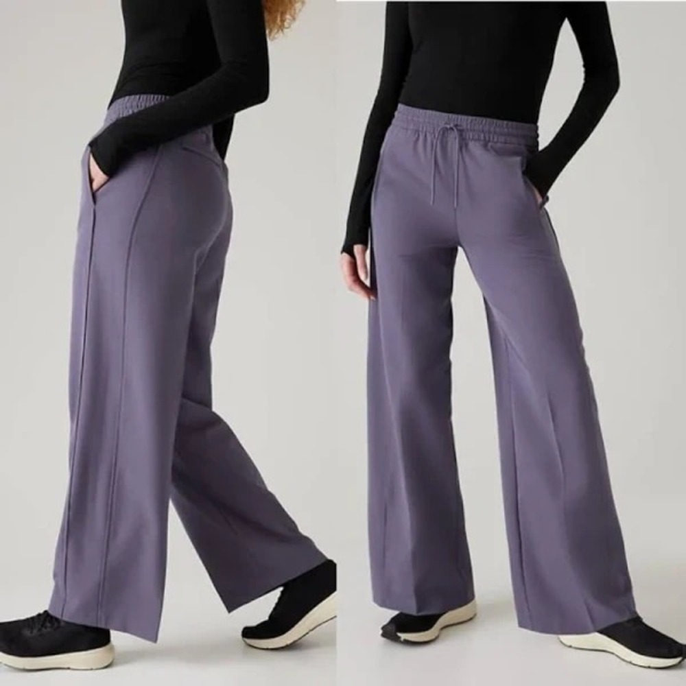 Athleta Stride Wide‎ Leg Pants Women 2XS Nightfall Purple Yoga Gym Athleisure